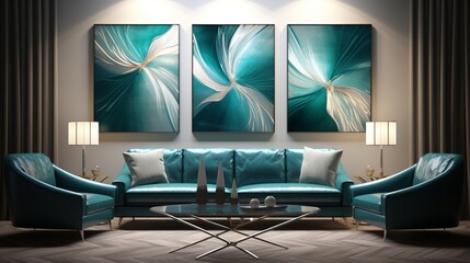  the harmony of a teal and silver abstract design that radiates modern sophistication.