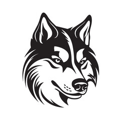 Fototapeta premium Siberian Husky in cartoon, doodle style. Isolated 2d vector illustration in logo, icon, sketch style, Eps 10, black and white. AI Generative