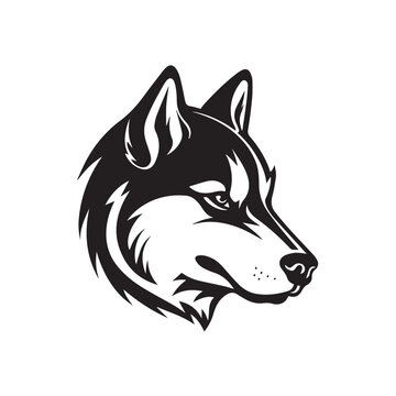 Siberian Husky in cartoon, doodle style. Isolated 2d vector illustration in logo, icon, sketch style, Eps 10, black and white. AI Generative