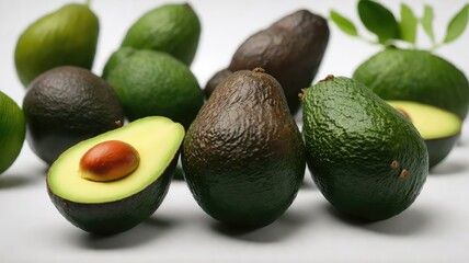 avocado on isolated white background, superfood, - obrazy, fototapety, plakaty