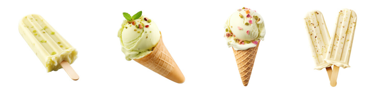 Indian kulfi ice cream. Traditional indian ice cream isolated on transparent background. Generative AI