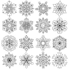 Set of ornate snowflakes - 689908679