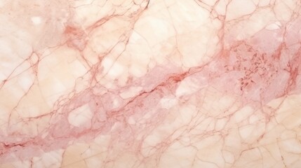 Fototapeta premium Beige Marble with Pink Veins Horizontal Background. Abstract stone texture with Veins and cracks. Bright natural material aged cracked surface. AI Generated photorealistic Illustration.