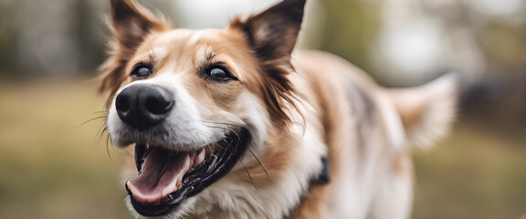 Fototapeta premium Enchanted Woods: A Canine Companion's Forest Adventure
