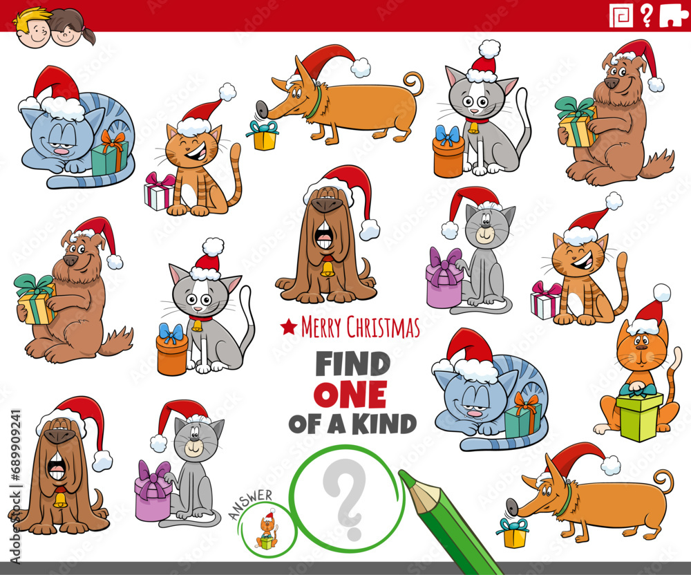 Sticker one of a kind activity with pets on christmas time