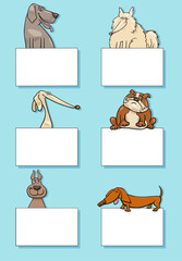 Fototapeta premium cartoon dogs and puppies with blank cards design set
