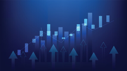 finance background with stock market statistic trend with candlesticks and bar chart