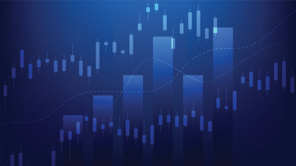 finance background with stock market statistic trend with candlesticks and bar chart