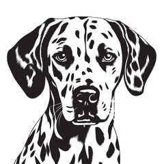 Dalmatian in cartoon, doodle style. Isolated 2d vector illustration in logo, icon, sketch style, Eps 10, black and white. AI Generative