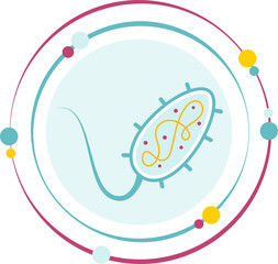 Biology prokaryotic bacteria graphic icon symbol with transparent background