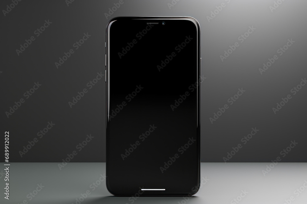 Poster a sleek and modern smartphone with a blank screen, reflecting the ever-evolving technology. concept 