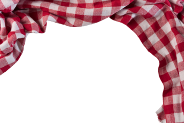 part of checkered napkin, at the top right, with transparencies, PNG format