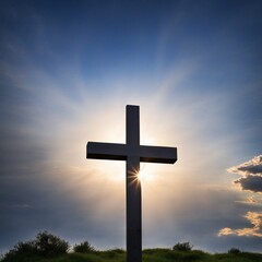 ein heiliges Kreuz mit blauem Himmel