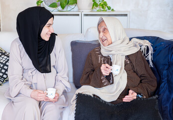 Family warm conversation in living room