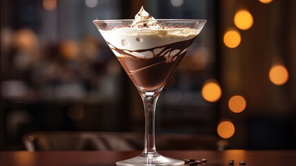 Sweet chocolate martini with cream and vanilla liqueur - obrazy, fototapety, plakaty