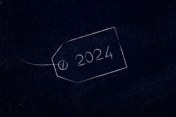 2024 inflation and recession concept,price tag with year written on it