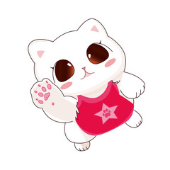 Cat, Kitten, vector illustration, holding a heart, cuteness, drawing, white kitten.