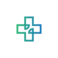 modern medical cross plus health line logo design