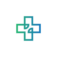 Obraz premium modern medical cross plus health line logo design