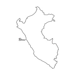 Obraz premium One continuous line drawing of country Map for Peru vector illustration. Country map illustration simple linear style vector concept. country territorial area and suitable for your asset
