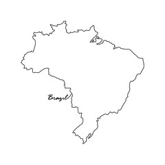 One continuous line drawing of country Map for Brazil vector illustration. Country map illustration simple linear style vector concept. country territorial area and suitable for your asset