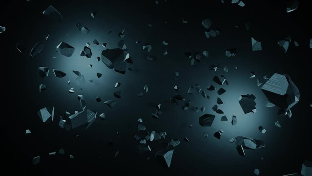 Floating Asteroids in the Space Animated Loop