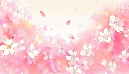 桜の水彩画　ふわふわ優しい手描き風イラスト