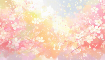 Obraz na płótnie Canvas 桜の水彩画　ふわふわ優しい手描き風イラスト