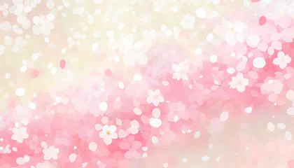 Fotobehang 桜の水彩画　ふわふわ優しい手描き風イラスト © ヨーグル