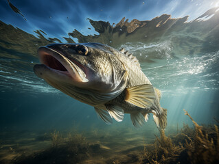 Largemouth Bass Swimming Underwater