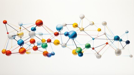 A group of colorful balls are connected to each other. Generative AI.