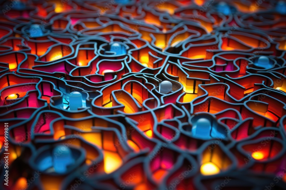 Poster a close up of a table with many lights on it. generative ai.
