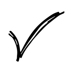 Fototapeta premium Hand drawn check mark illustration. Marker right sign clipart. Ink scribble checkbox. Single element