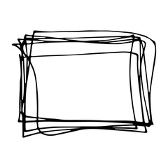 Hand drawn highlight illustration. Marker frame clipart. Ink scribble square. Single element