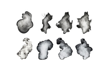 Set of smoke or steam clouds On a transparent background for using graphics.