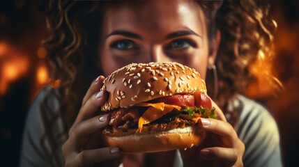 person eating hamburger