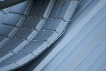 Roof tiles close up in construction site. Roof tile background.