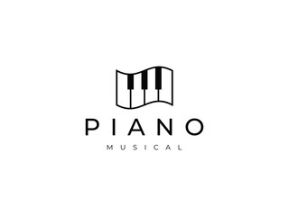piano with wave effect logo design