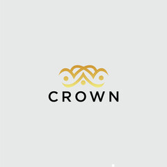 Premium style abstract gold crown logo symbol. Modern luxury brand icon.Vector illustration.