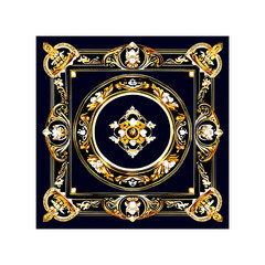 Amidst the interwoven Baroque motifs, the enchanting fusion of patterns takes center stage, drawing the viewer into a world of aesthetic splendor.