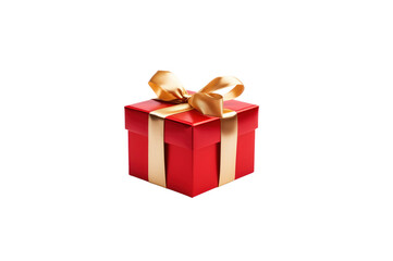Obraz premium Red gift box tied with gold ribbon isolated