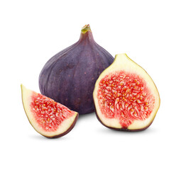 Fresh whole and cut figs isolated on white