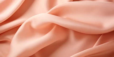  A close up view of a pink fabric. Monochrome peach fuzz background. © tilialucida