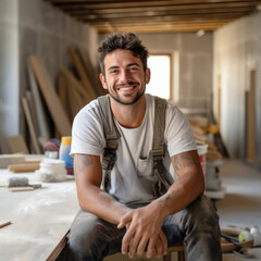 Portrait of a male construction worker smiling at a job site