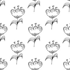 Summer seamless pattern with flowers doodle for decorative print, wrapping paper, greeting cards, wallpaper and fabric