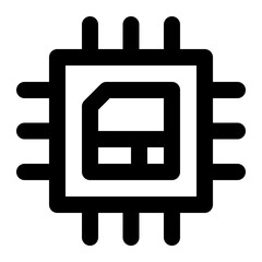 Chip icon with outline style.