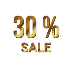 30% off minimalistic discount banner, gold metal. Vector illustration.