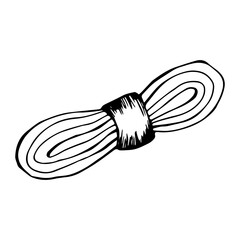A skein of yarn in doodle style on an isolated  background.Vector.Handmade.