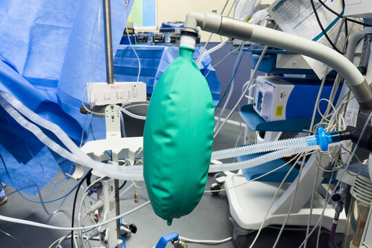 Medical equipment for anesthesia and ventilation in hospitals: endotracheal tubes, mask, oral airways, and machines aiding breathing during surgeries