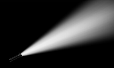 flashlight black background vector. spotlight ray on stage dark room